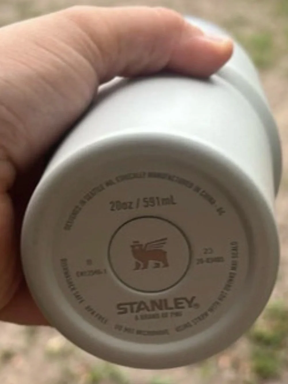 Stanley Tumbler in Pale Gray with Blue Logo 20 oz